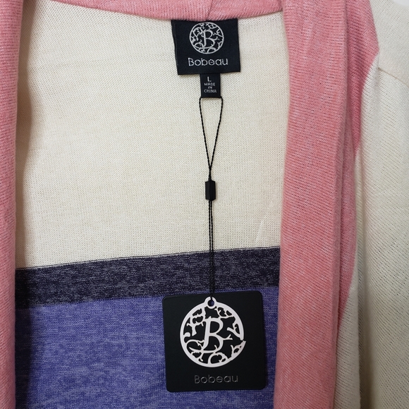 Bobeau Open Front Cardigan Sweater Hi Lo Pink Purple Women's Size Large NWT - Picture 11 of 13